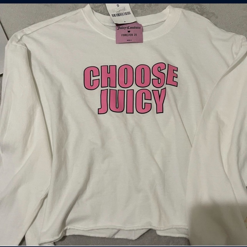 Juicy Couture Pink and White Long Sleeve Tee